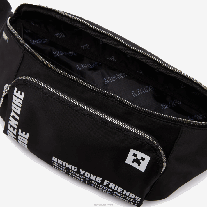 bolsa de cintura de nylon leve com zíper lacoste x minecraft mulheres minecraft noir blanc k00 88BL2849 - Image 4