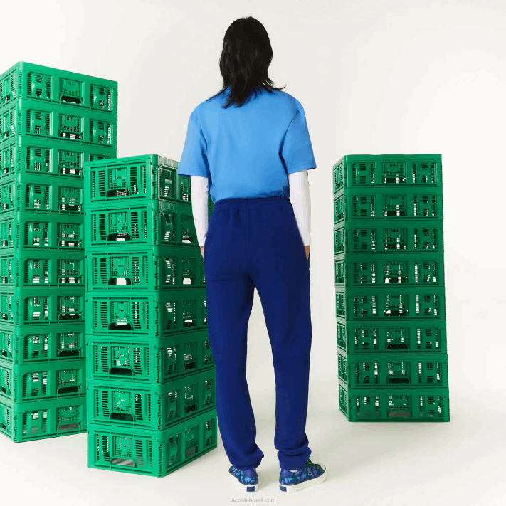 calça jogging de lã de algodão orgânico lacoste x minecraft homens bdm azul 88BL1174 - Image 3