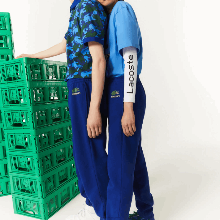 calça jogging de lã de algodão orgânico lacoste x minecraft homens bdm azul 88BL1174 - Image 4