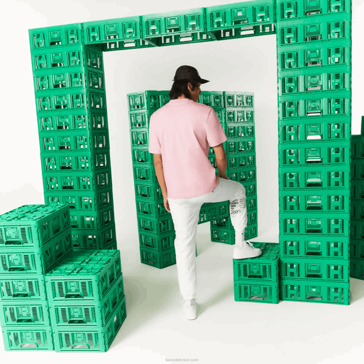 camiseta de algodão orgânico com estampa lacoste x minecraft mulheres rosa 7sy 88BL879 - Image 3