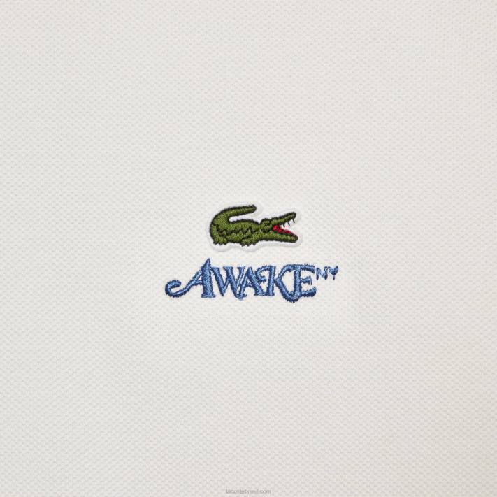 camiseta piquê de algodão com logo lacoste x wake ny homens branco 70v 88BL893 - Image 3