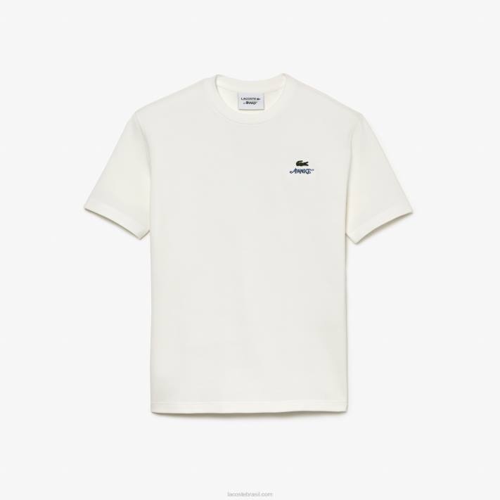 camiseta piquê de algodão com logo lacoste x wake ny homens branco 70v 88BL893 - Image 1