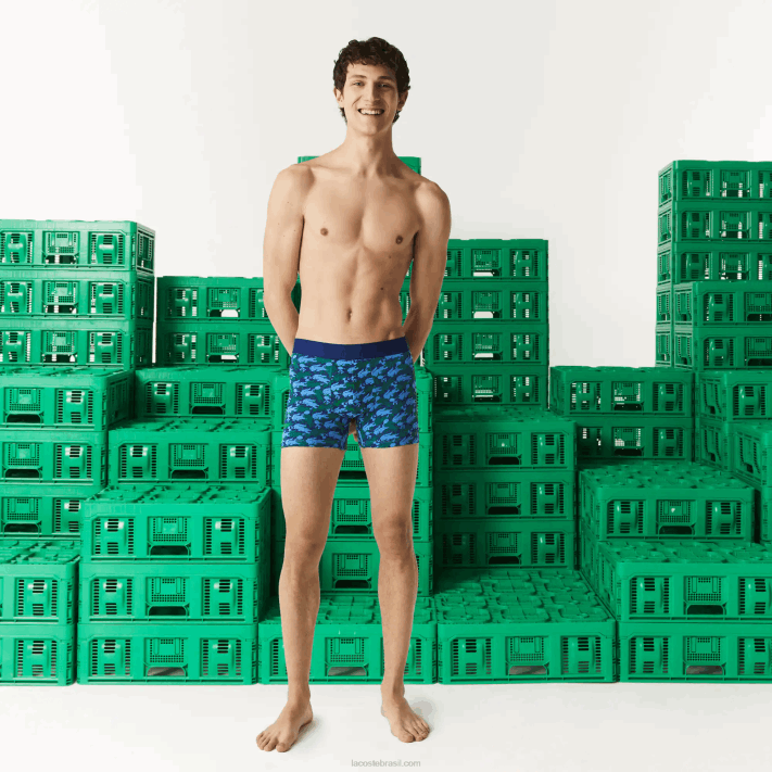 Cueca boxer longa de algodão orgânico lacoste x minecraft homens branco c50 88BL1599 - Image 1