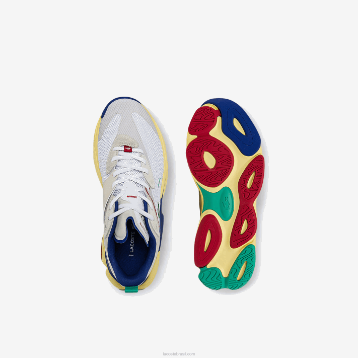 Lacoste aceshot têxtil e tênis sintético homens off white & blue 2q9 88BL1857 - Image 4