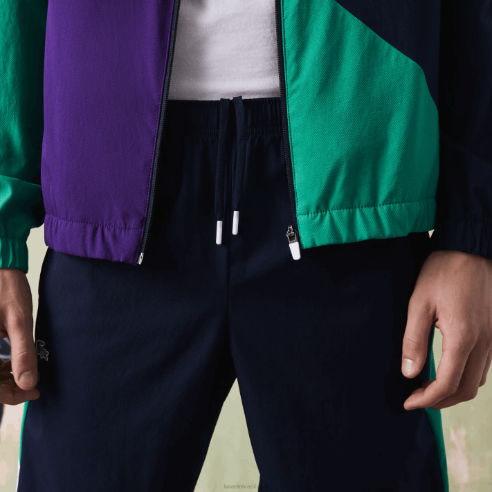 Lacoste agasalho de tênis esportivo com estampa de crocodilo homens azul marinho verde roxo branco xsb 88BL1145 - Image 3
