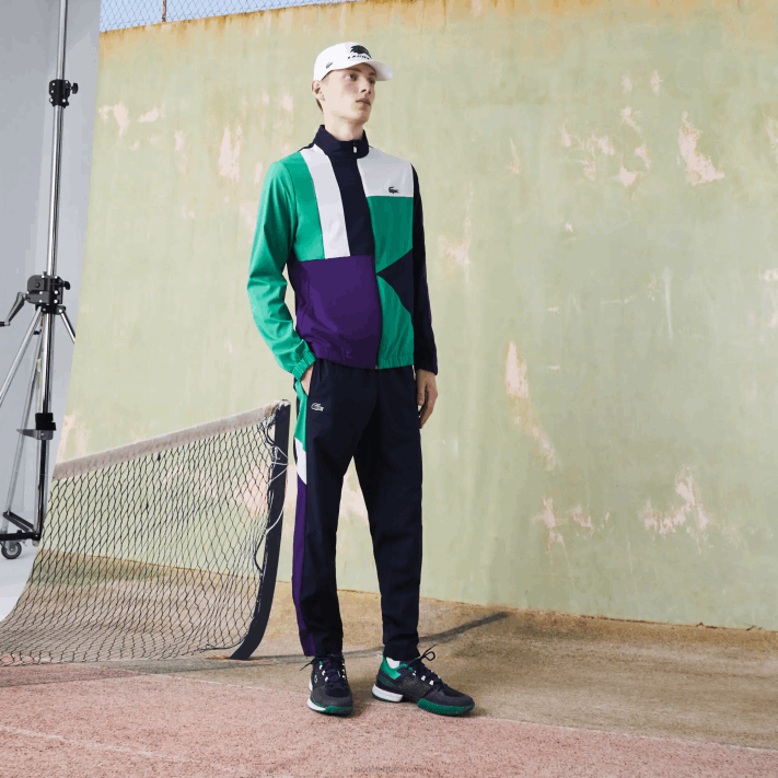 Lacoste agasalho de tênis esportivo com estampa de crocodilo homens azul marinho verde roxo branco xsb 88BL1145 - Image 1