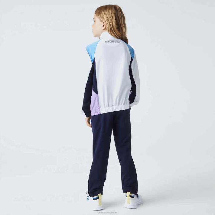Lacoste agasalho esportivo color block para tênis crianças branco azul marinho roxo 6hu 88BL3185 - Image 3