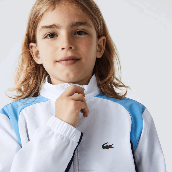 Lacoste agasalho esportivo color block para tênis crianças branco azul marinho roxo 6hu 88BL3185 - Image 4