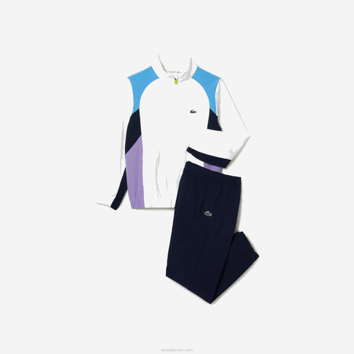 Lacoste agasalho esportivo color block para tênis crianças branco azul marinho roxo 6hu 88BL3185 - Image 5