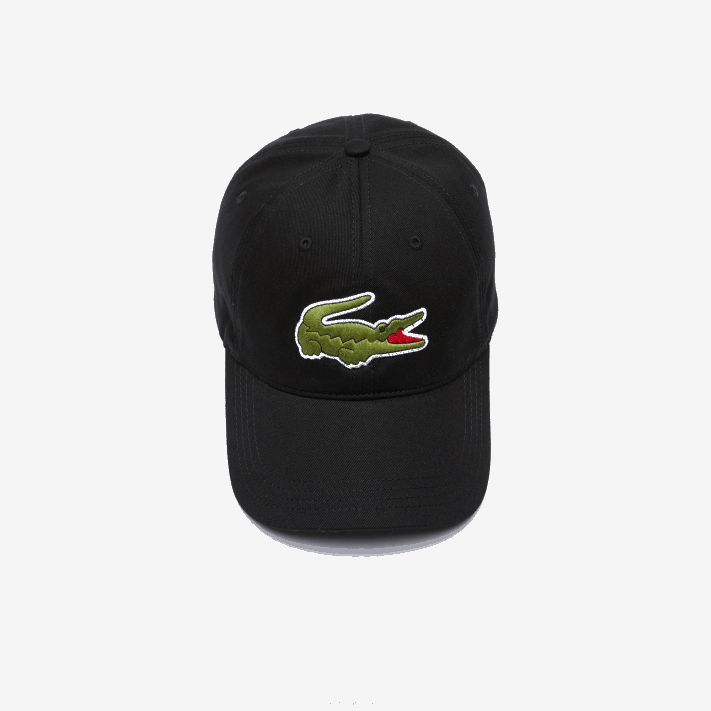 Lacoste alça contrastante e gorro oversized de algodão crocodilo homens preto 031 88BL2231 - Image 4
