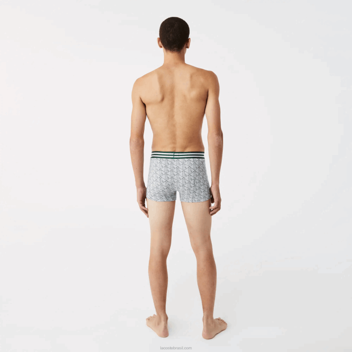 Lacoste baú de algodão com cintura listrada pacote com 3 homens chine cinza branco azul marinho tya 88BL1396 - Image 3