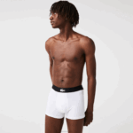 Lacoste baú de algodão elástico pacote com 3 homens preto cinza chine branco eqd 88BL1431