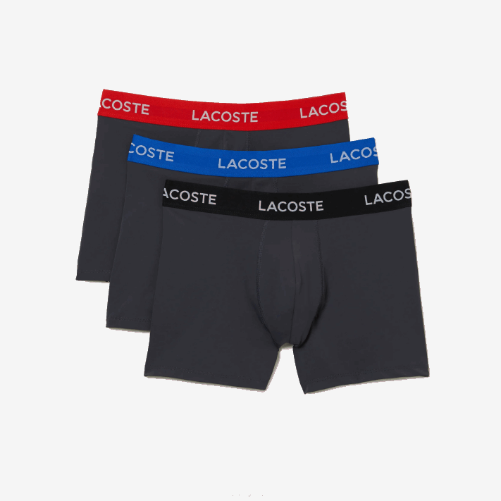 Lacoste baú de microfibra com cintura listrada pacote com 3 homens cinza escuro vermelho azul preto 8w3 88BL1528 - Image 5
