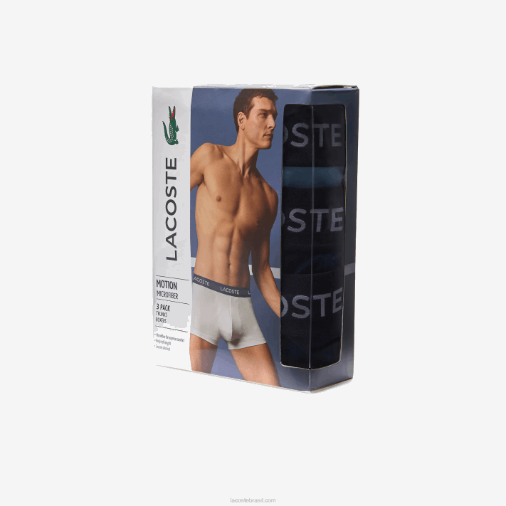 Lacoste baú de microfibra pacote com 3 homens azul marinho vc 88BL1463 - Image 6