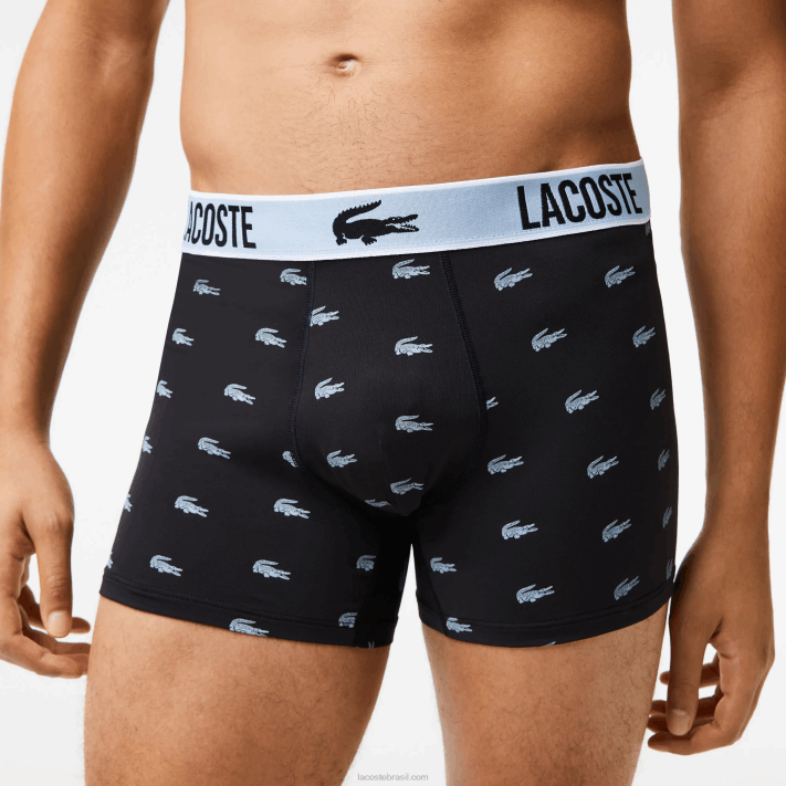Lacoste baú em jersey de poliéster reciclado com 3 unidades homens preto cinza escuro branco shq 88BL1561 - Image 2