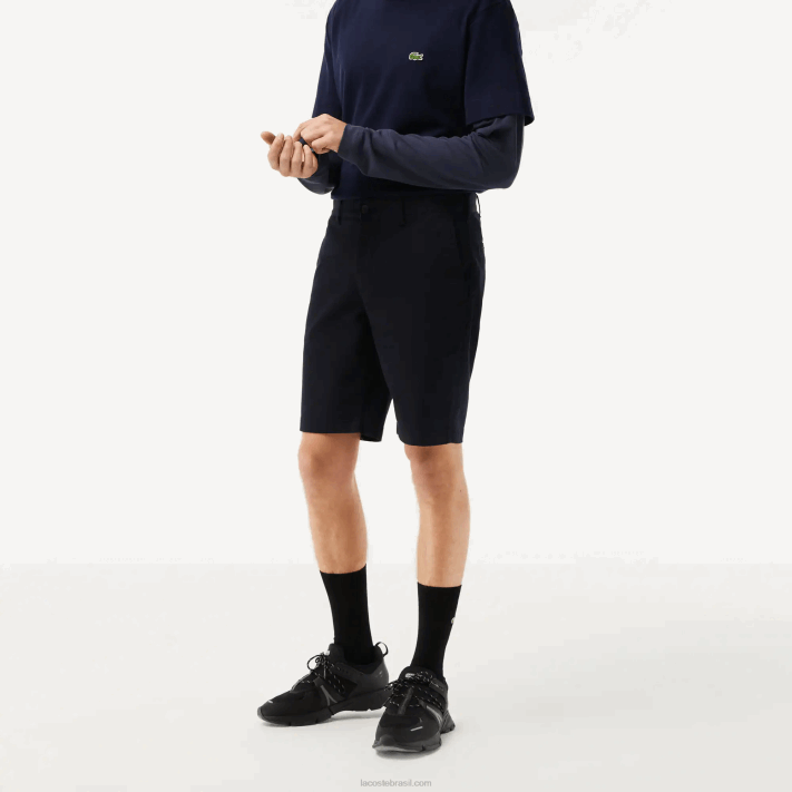 Lacoste bermuda de algodão stretch slim fit homens azul marinho hde 88BL454 - Image 2