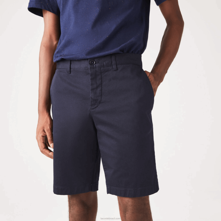 Lacoste bermuda de algodão stretch slim fit homens azul marinho hde 88BL454 - Image 4
