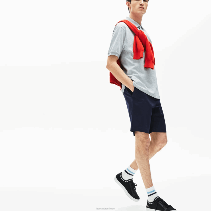 Lacoste bermuda de gabardine de algodão regular fit homens azul marinho 166 88BL1619 - Image 2