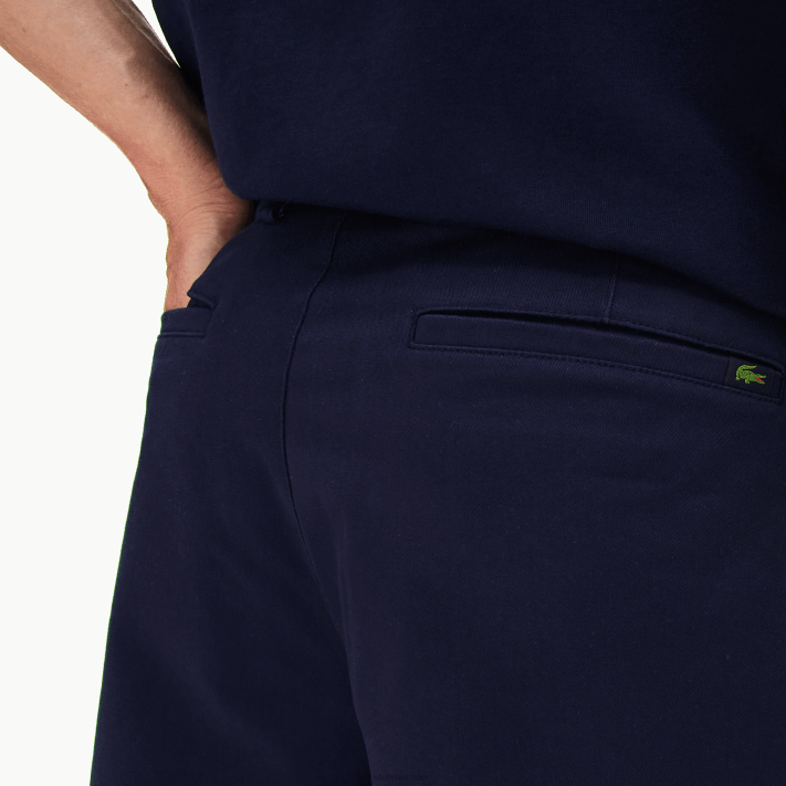 Lacoste bermuda de gabardine de algodão regular fit homens azul marinho 166 88BL1619 - Image 5