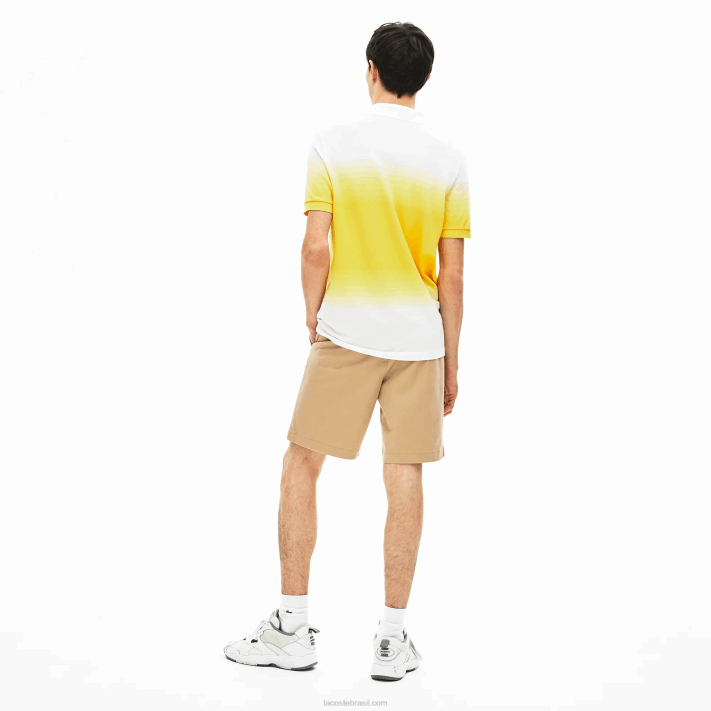 Lacoste bermuda de gabardine de algodão regular fit homens bege 02s 88BL1620 - Image 3