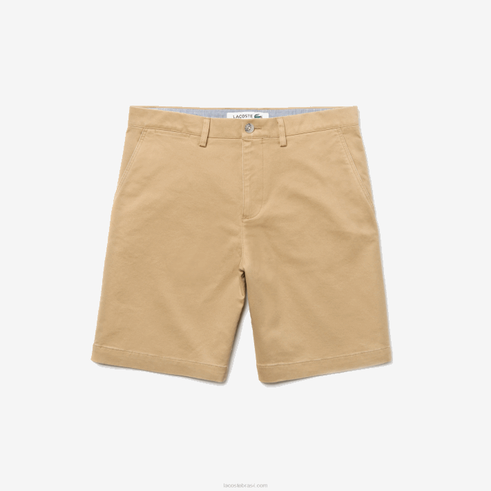 Lacoste bermuda de gabardine de algodão regular fit homens bege 02s 88BL1620 - Image 5