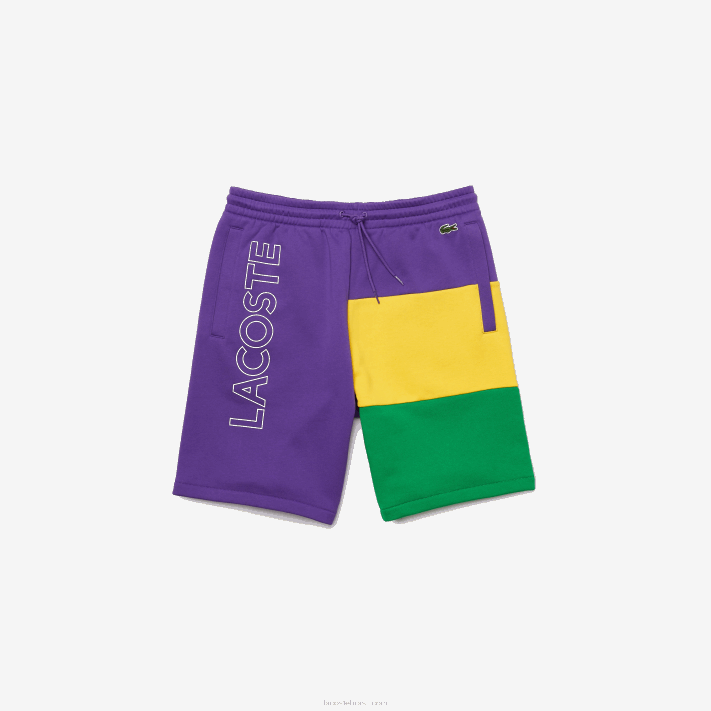 Lacoste bermuda de lã colorblock com letras homens roxo amarelo verde 1cv 88BL1560 - Image 4