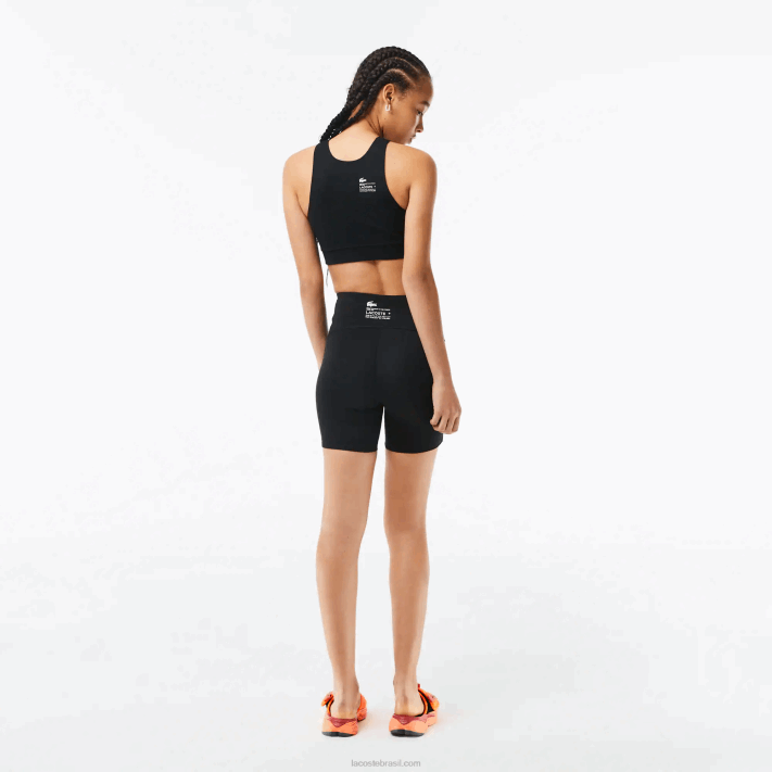 Lacoste bermuda esportiva de poliester reciclado mulheres preto c31 88BL2456 - Image 3