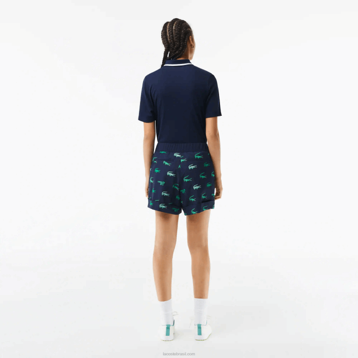 Lacoste bermuda estampada leve de golfe mulheres azul marinho 166 88BL2447 - Image 2