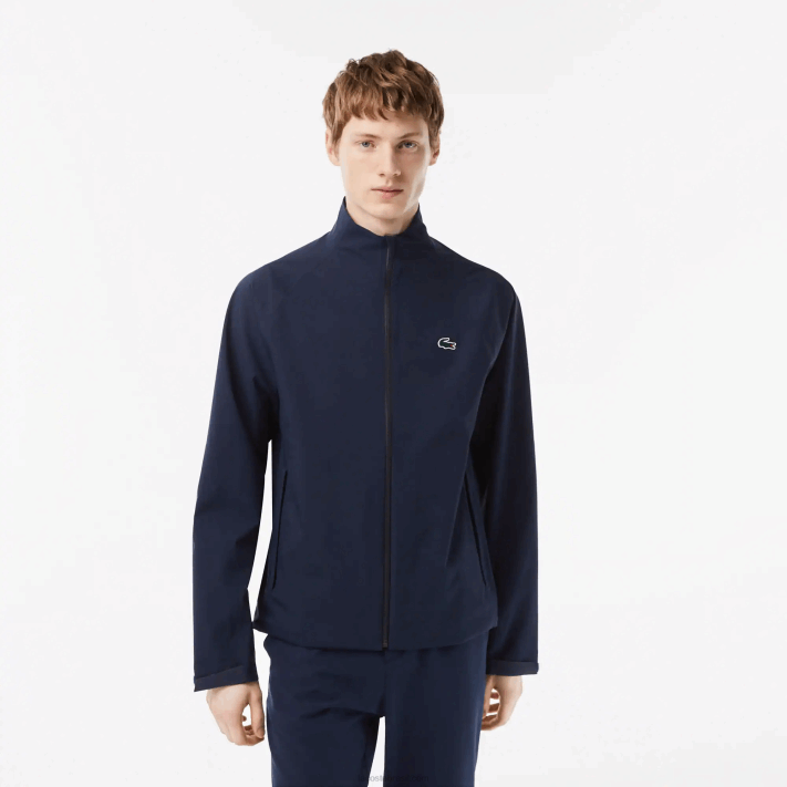 Lacoste blusão de golfe impermeável com fecho de correr homens azul marinho 423 88BL394 - Image 1