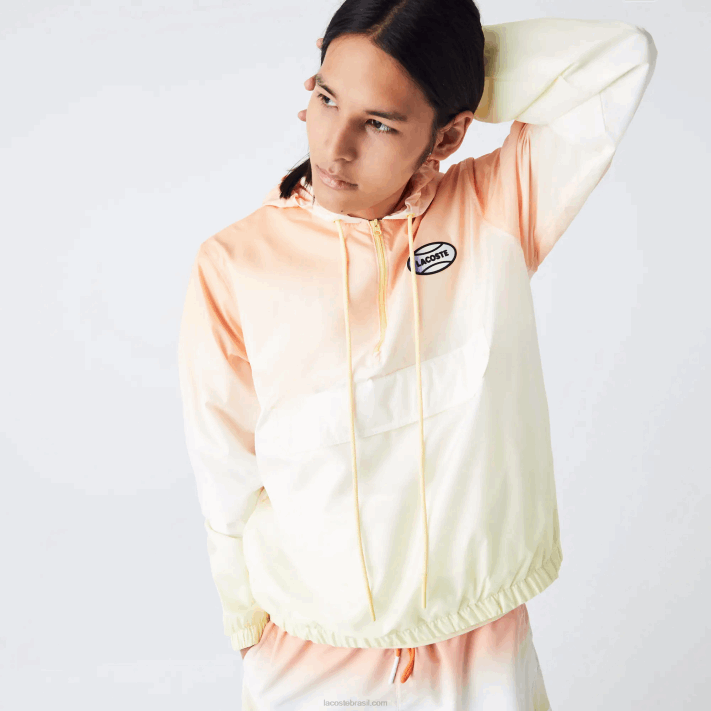 Lacoste blusão pulôver leve ao vivo homens laranja branco amarelo z81 88BL1281 - Image 2