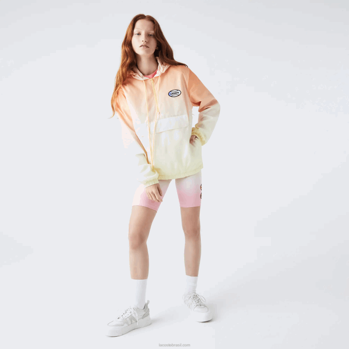 Lacoste blusão pulôver leve ao vivo homens laranja branco amarelo z81 88BL1281 - Image 5