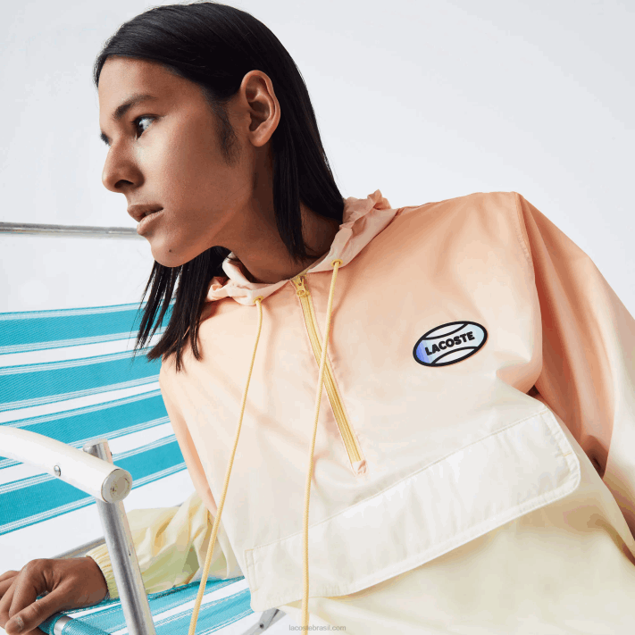 Lacoste blusão pulôver leve ao vivo homens laranja branco amarelo z81 88BL1281 - Image 8
