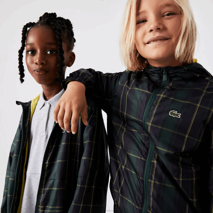 Lacoste blusão repelente de água crianças azul marinho verde amarelo 9dw 88BL3262 - Image 1