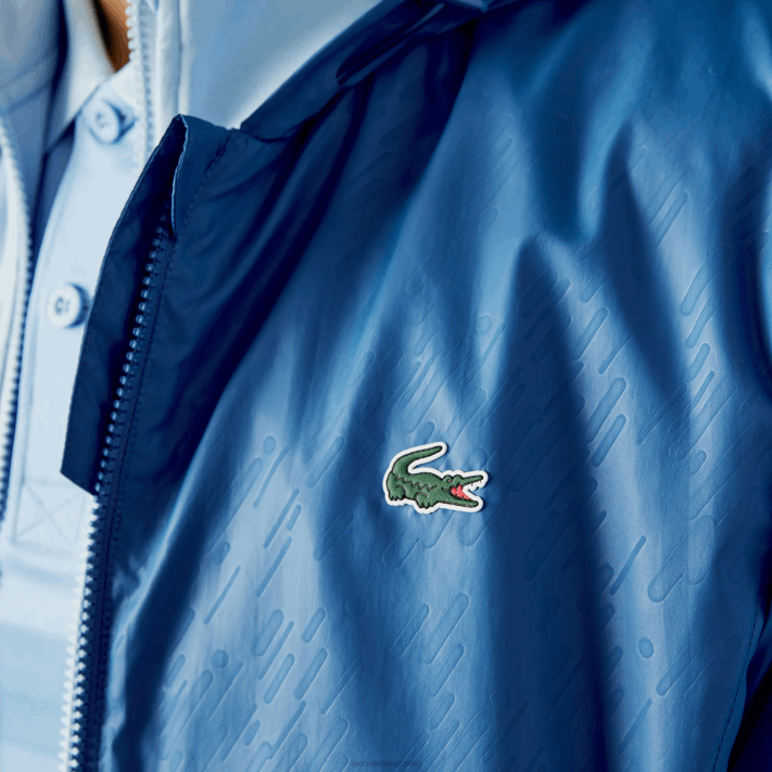Lacoste blusão repelente de água sport novak djokovic homens azul branco q6t 88BL1298 - Image 8