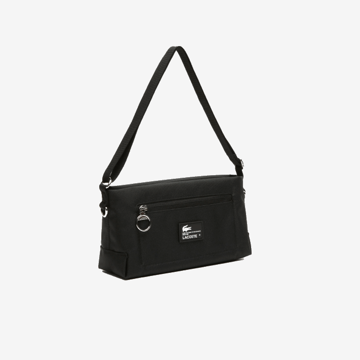 Lacoste bolsa com zíper de fibra reciclada mulheres patch noir l51 88BL1968 - Image 3