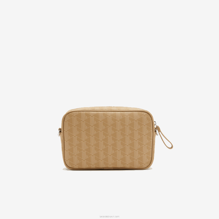Lacoste bolsa cruzada monograma com zíper mulheres viennois bege l01 88BL2857 - Image 2