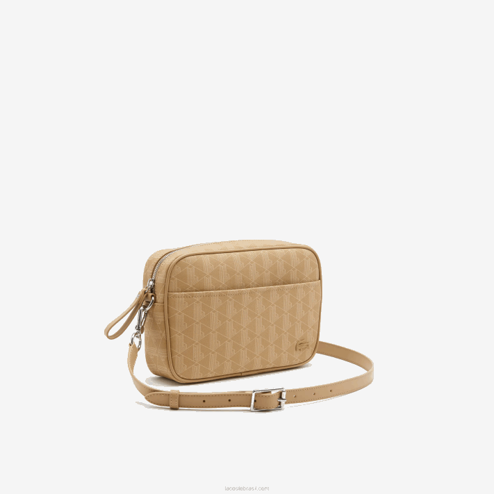 Lacoste bolsa cruzada monograma com zíper mulheres viennois bege l01 88BL2857 - Image 3