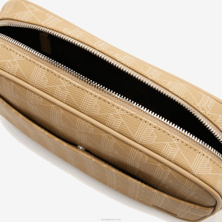 Lacoste bolsa cruzada monograma com zíper mulheres viennois bege l01 88BL2857 - Image 4