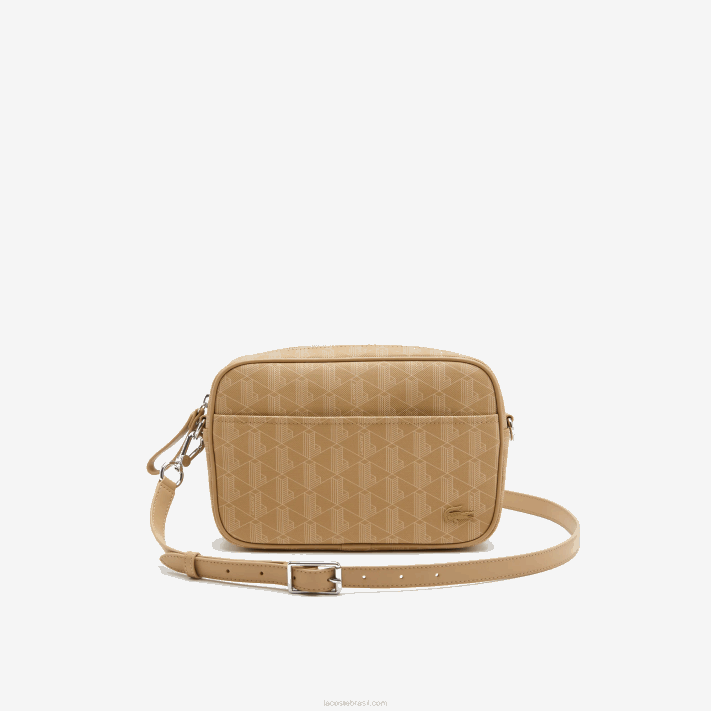 Lacoste bolsa cruzada monograma com zíper mulheres viennois bege l01 88BL2857 - Image 1