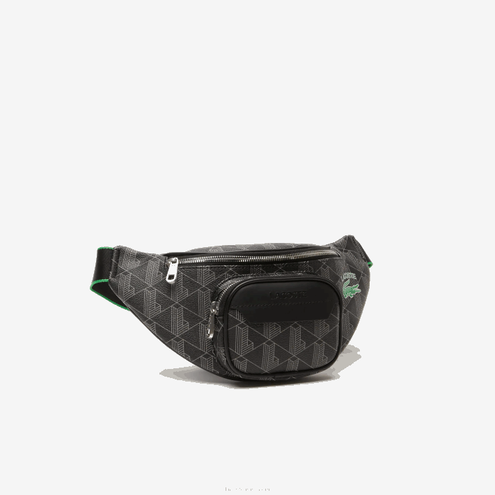 Lacoste bolsa de cintura com estampa de monograma the blend homens mono noir gris estragon l83 88BL1949 - Image 3