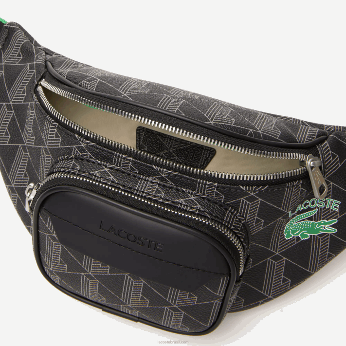 Lacoste bolsa de cintura com estampa de monograma the blend homens mono noir gris estragon l83 88BL1949 - Image 4