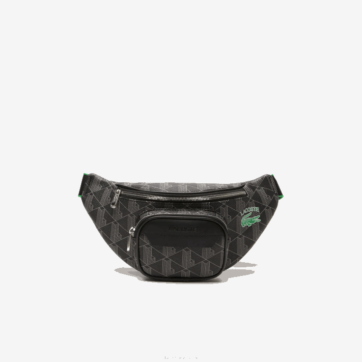 Lacoste bolsa de cintura com estampa de monograma the blend homens mono noir gris estragon l83 88BL1949 - Image 1