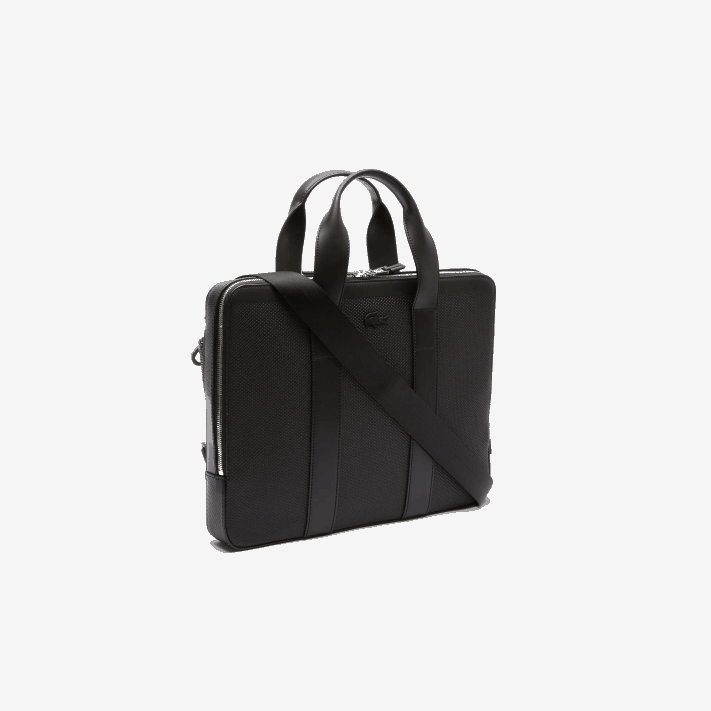 Lacoste bolsa de computador extra fina em couro pique chantaco homens preto 000 88BL2074 - Image 3