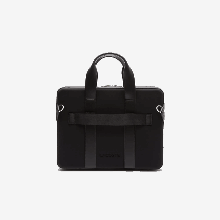 Lacoste bolsa de computador extra fina em couro pique chantaco homens preto 000 88BL2074 - Image 4