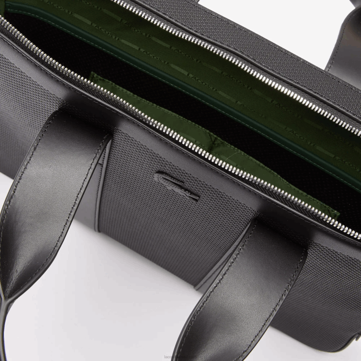 Lacoste bolsa de computador extra fina em couro pique chantaco homens preto 000 88BL2074 - Image 5