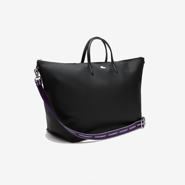 Lacoste bolsa de fim de semana com alça de ombro contrastante mulheres noir samui k48 88BL2823 - Image 2