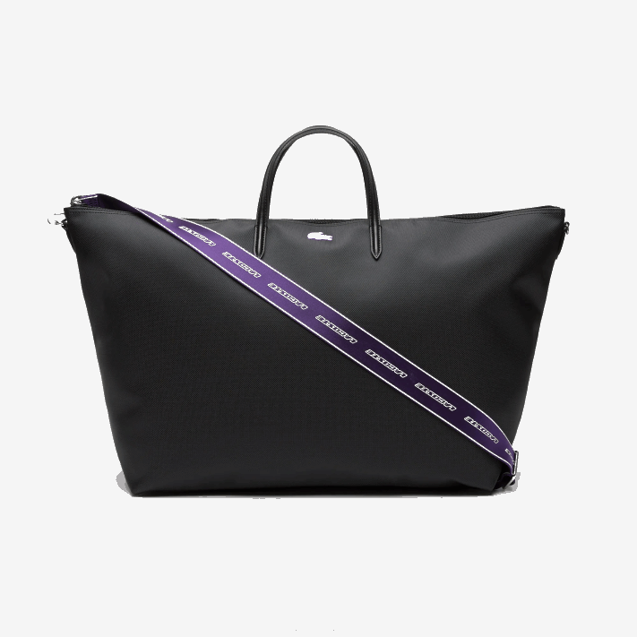 Lacoste bolsa de fim de semana com alça de ombro contrastante mulheres noir samui k48 88BL2823 - Image 1