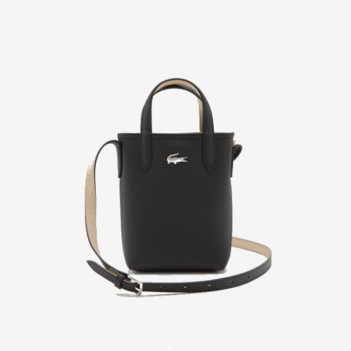 Lacoste bolsa de ombro reversível anna signature petit pique mulheres noir krema a91 88BL2871 - Image 3