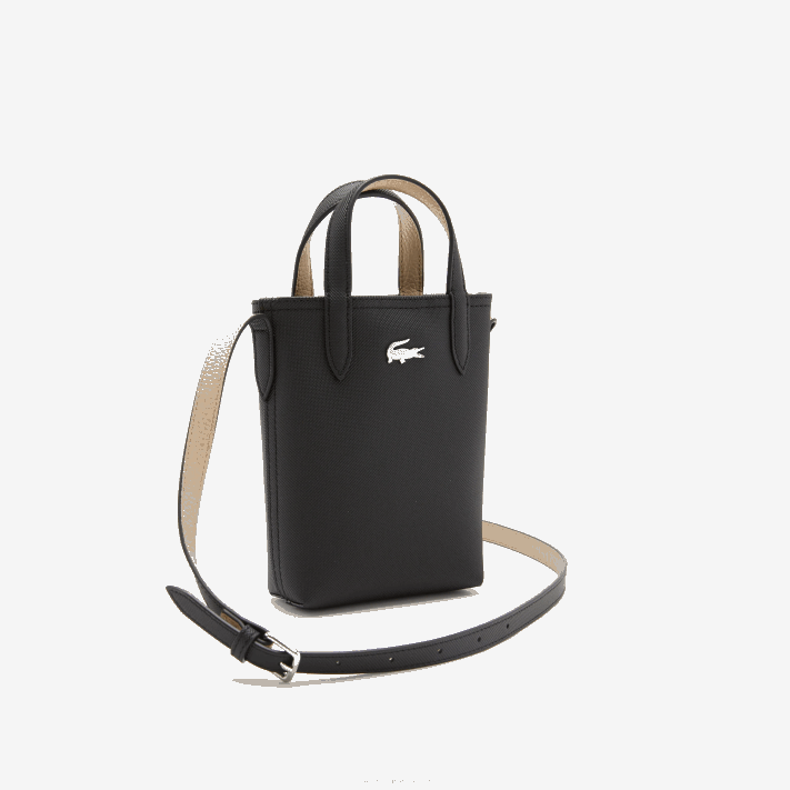 Lacoste bolsa de ombro reversível anna signature petit pique mulheres noir krema a91 88BL2871 - Image 5