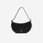 Lacoste bolsa meia-lua de couro de grão superior mulheres preto 000 88BL2791